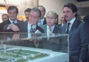 &Aacute;lvarez-Cascos, Bofill, Pujol i Aznar en l'acte de la posada de la primera pedra de la tercera pista de l'aeroport del Prat