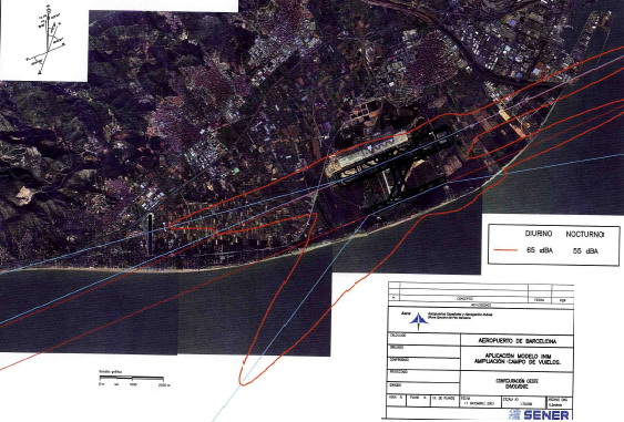 Envolvent GLOBAL en configuraci&oacute; OEST de 65db di&uuml;rns i 55dB nocturns de l'aeroport del Prat aprovada per la CSAAB l'11 de desembre de 2003