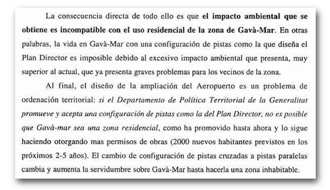 Valoració de les conseqüències futures de la tercera pista sobre Gavà Mar