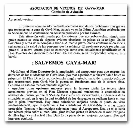 Salvem Gav&agrave; Mar !! (1999) - Fullet editat per l'AVV de Gav&agrave; Mar