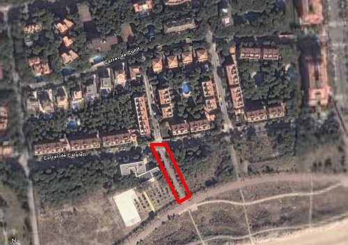 Localitzaci&oacute; del Problema 8 de Gav&agrave; Mar - Pilons al carrer AMPOSTA (Entre el carrer TELLINAIRES i el PASSEIG MAR&Iacute;TIM)