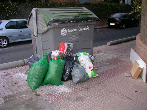 El contenidor situat al Carrer Calafell per donar servei a PINE BEACH no d&oacute;na abast