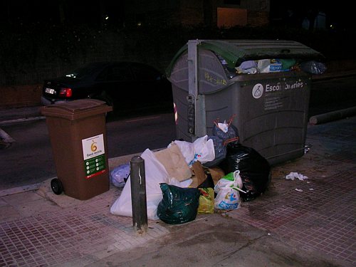 El contenidor situat al Carrer Calafell per donar servei a PINE BEACH no d&oacute;na abast