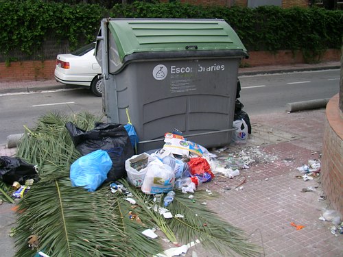 El contenidor situat al Carrer Calafell per donar servei a PINE BEACH no d&oacute;na abast (26 de novembre de 2006)
