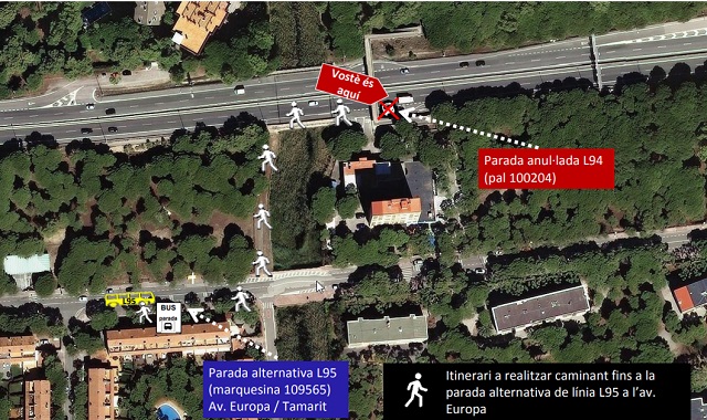 Parada alternativa de l'autob�s L94 a Gav� Mar (22 de Febrer de 2018)