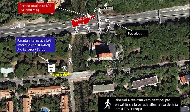 Parada alternativa de l'autob�s L94 a Gav� Mar (22 de Febrer de 2018)