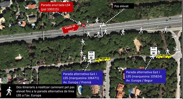 Parada alternativa de l'autob�s L94 a Gav� Mar (22 de Febrer de 2018)