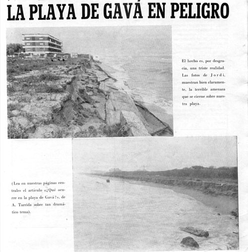 Regresi&oacute;n del litoral de Gav&agrave; Mar (Mayo de 1971)