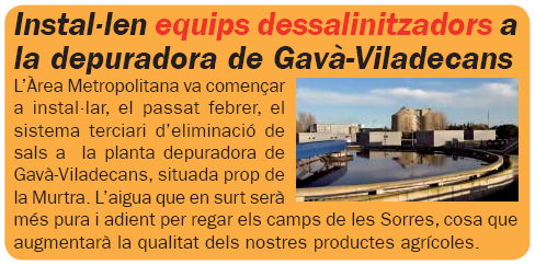 Noticia publicada en el n�mero 67 (Marzo de 2009) de la publicaci�n L'Erampruny� sobre las obras de mejora de la EDAR Gav�-Viladecans (Depuradora de la Murtra)