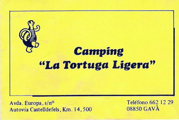 Targeta del c�mping La Tortuga Ligera de Gav� Mar