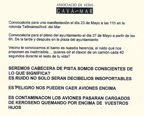 Cartell convocant aquesta manifestaci&oacute; a Gav&agrave; Mar (23 de maig de 2004) i la del proper ple municipal