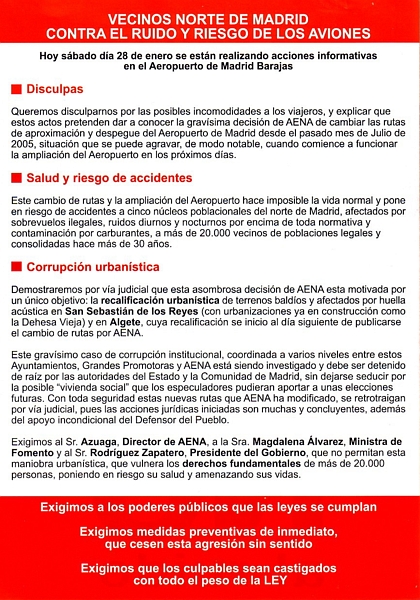 Manifestaci&oacute; a Barajas (28 de gener de 2006)