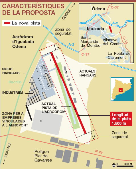 Proposta de l'aer�drom d'Igualada-�dena (Anoia) per acollir el nou aeroport corporatiu de Catalunya (Gr�fic: El Peri�dico)