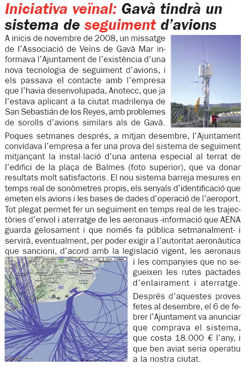 Not�cia publicada al n�mero 67 (Mar� de 2009) de la publicaci� L'Erampruny� sobre el sistema SIGMA que posar� en marxa l'Ajuntament de Gav� per controlar l'operativa di�ria de l'aeroport de Barcelona-El Prat