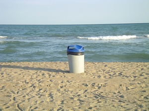El barranc al costat de la paperera a la platja de Gav&agrave; Mar (El Torreon) (Juny de 2006)